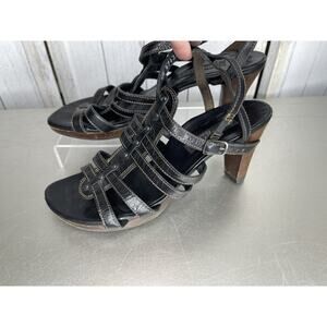 Paul Green Shoes Womens Brown Black Leather Strappy Heels Size 7 (UK 4.5)